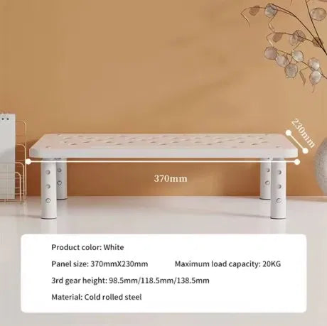 Adjustable Monitor Stand Riser — 3-Height Steel Desk Shelf with Under-Desk Storage | Home Office