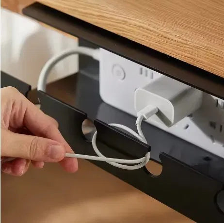 Under Desk Cable Management Tray with Clamp — No Drill Power Strip Holder & Cord Organizer for Home Office, Work From Home & Gaming Desk