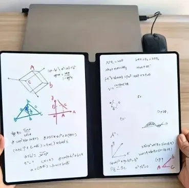 Reusable Whiteboard Notebook A5 — Foldable Double Panel Dry Erase Notepad with Marker & Cloth, PU Leather Cover for Home Office, Work From Home & Student Desk