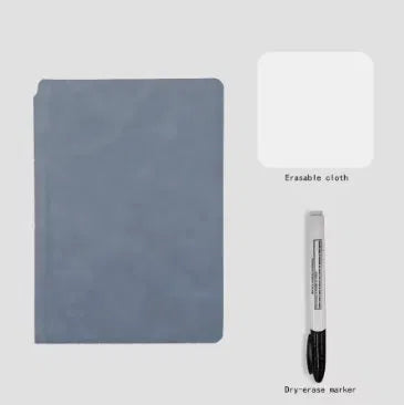 Reusable Whiteboard Notebook A5 — Foldable Double Panel Dry Erase Notepad with Marker & Cloth, PU Leather Cover for Home Office, Work From Home & Student Desk