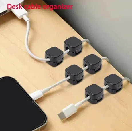 Magnetic Cable Clips — Adhesive Cord Holder & Wire Keeper for Home Office Desk, Nightstand & Under Desk Cable Management, Black & White